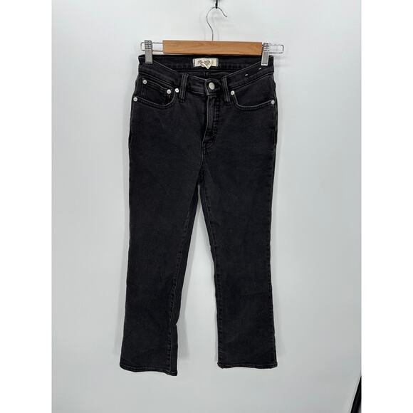 Madewell Denim - Madewell Mid-Rise Kick Out Jeans Women 25 Black Wash‎ Cotton Cropped
